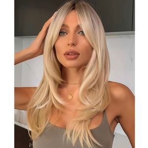 Blonde long Curly Wig with Layers